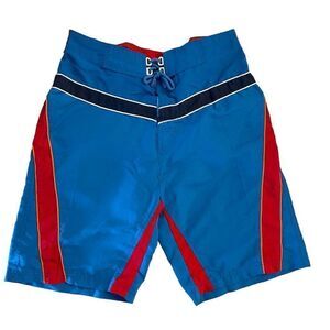 Quiksilver Mens Supreme Board Shorts Blue Red Polyester Size 32